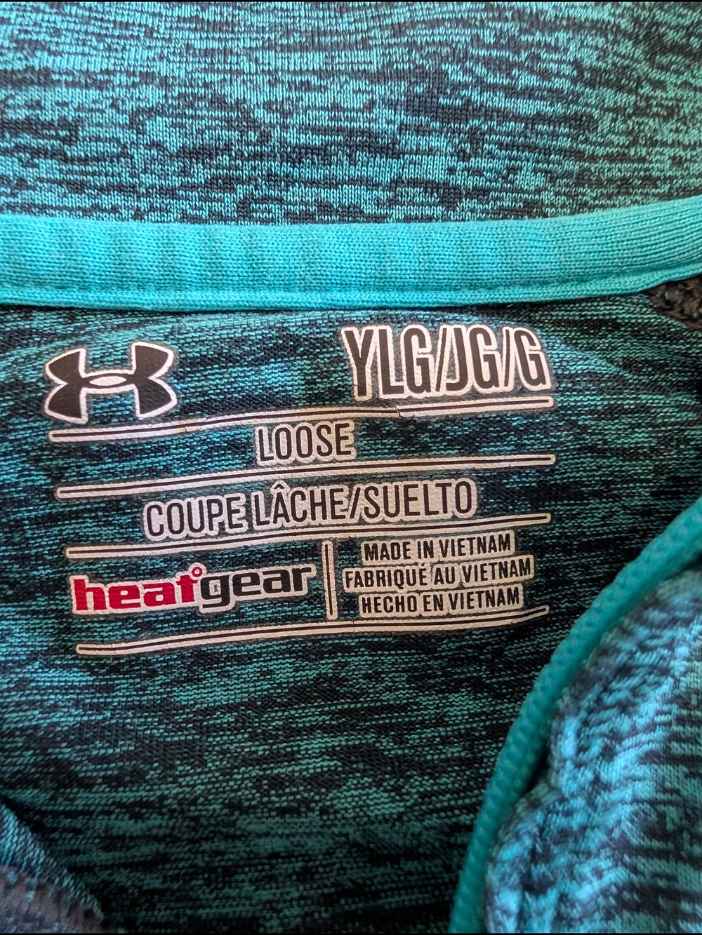 Under Armour Boy's Teal Quarter-Zip Pullover Heat Gear - Picture 7 of 8
